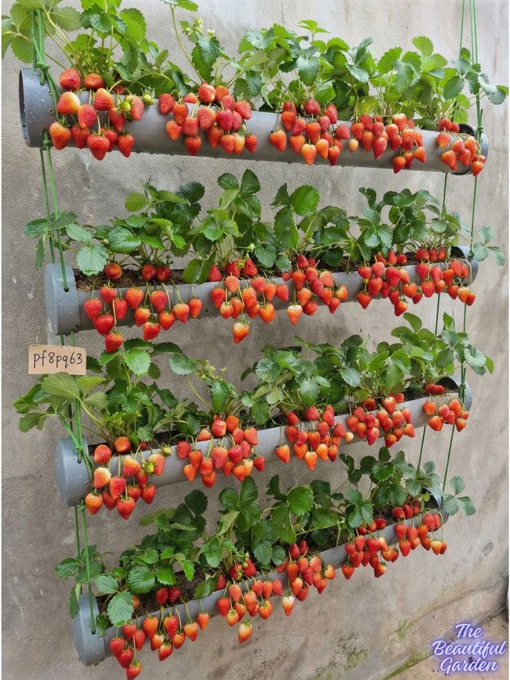 Horta de morangos suspensa